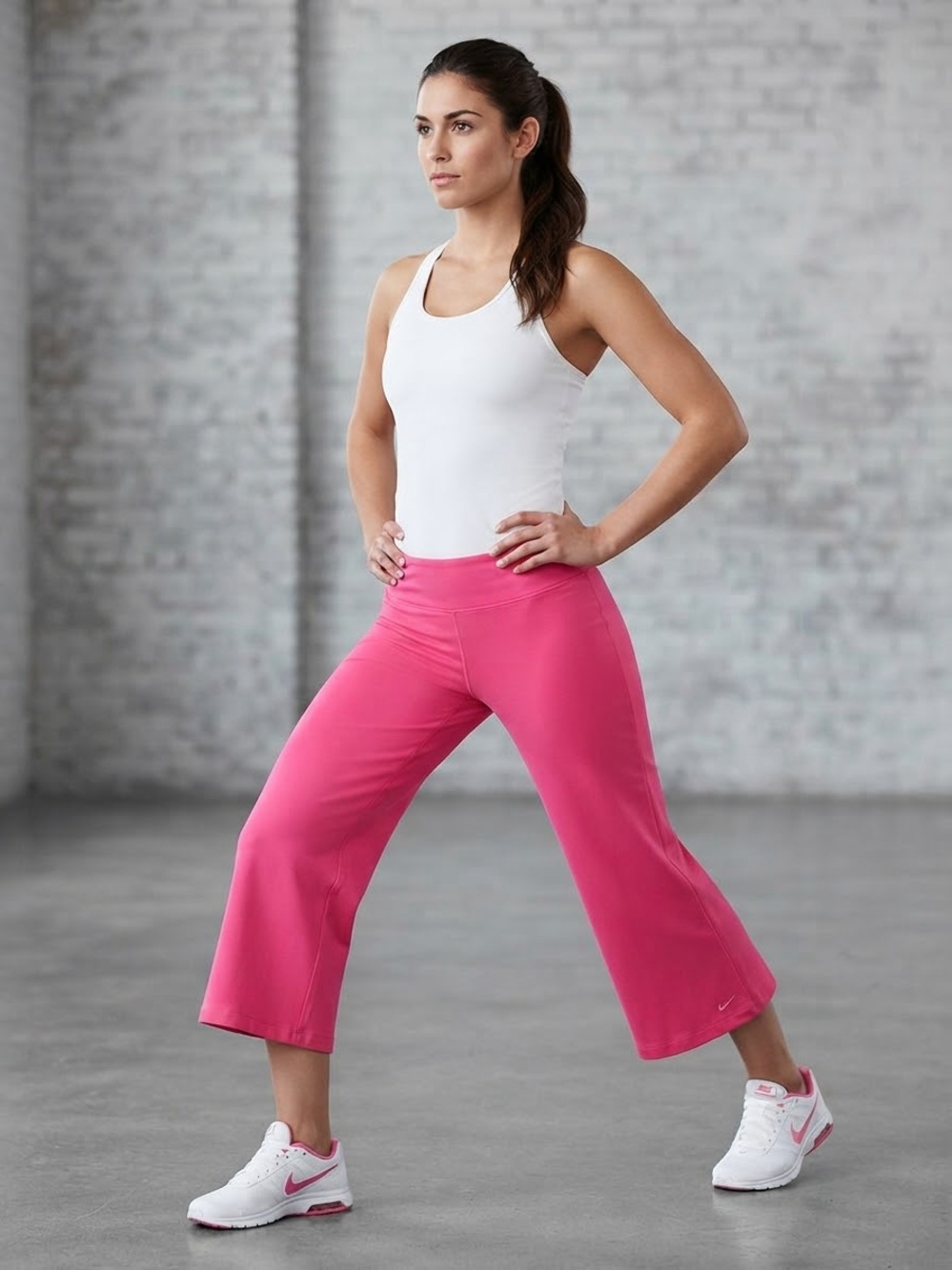 Nike Pink Wide-Leg Capri Pants